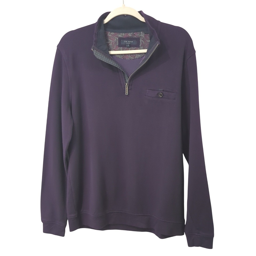 Ted Baker Men's 1/4 Zip Sweater Purple size 4